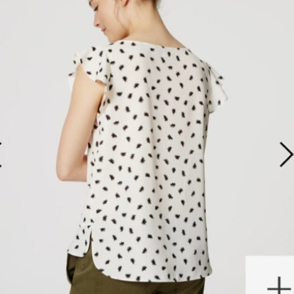 Loft Brushdot Peplum Shell Blouse Top M - Picture 2 of 5